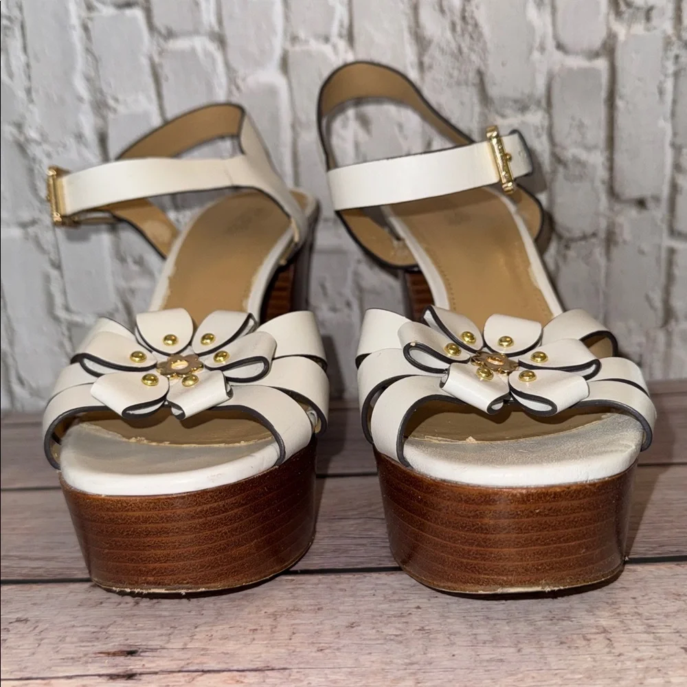 Michael Kors Tara Floral Embellished Leather Platform Sandals